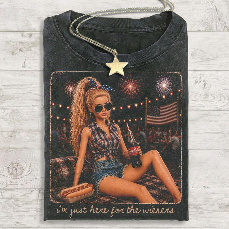 Retro Doll 4th of July Graphic T-Shirt