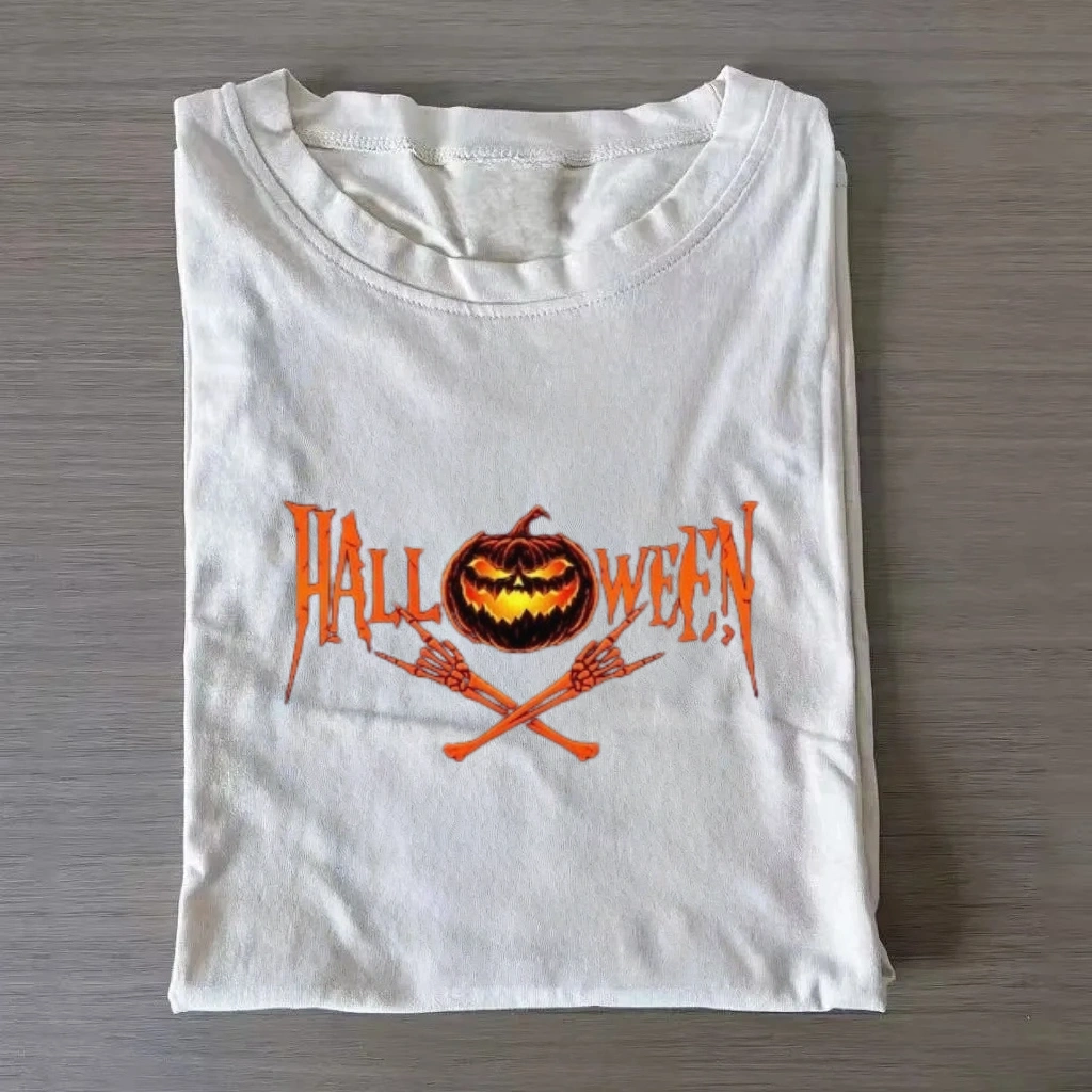 Halloween Pumpkin Skeleton Graphic T-Shirt