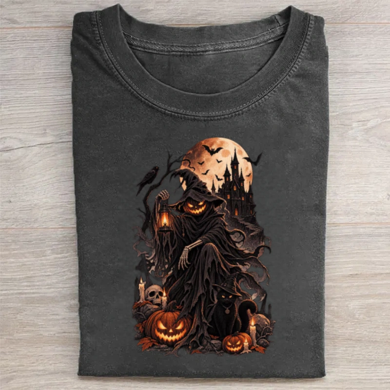 Pumpkin Reaper Halloween Graphic T-Shirt