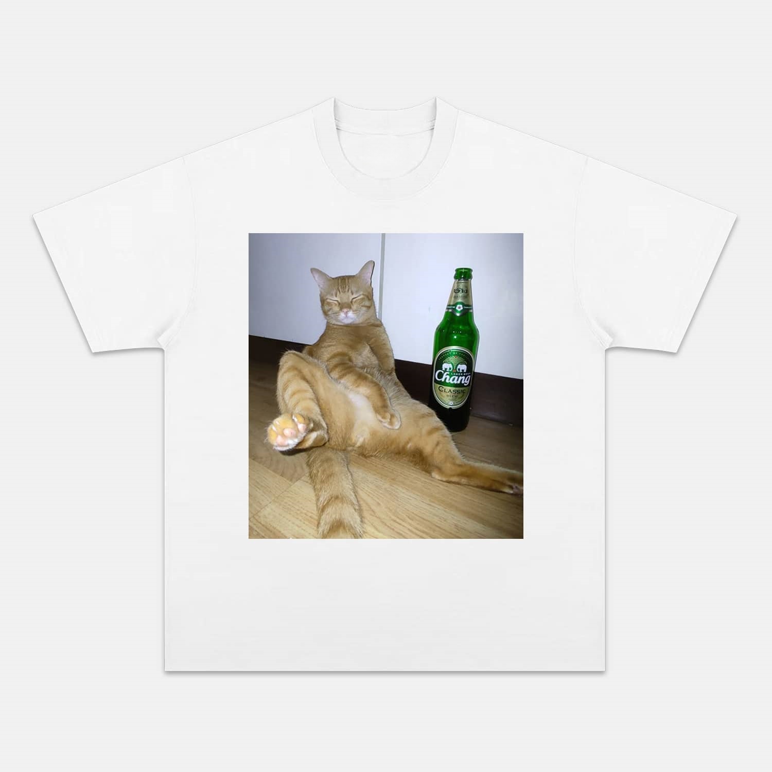 Wacky Drunk Cat with Empty Bottles T-shirt