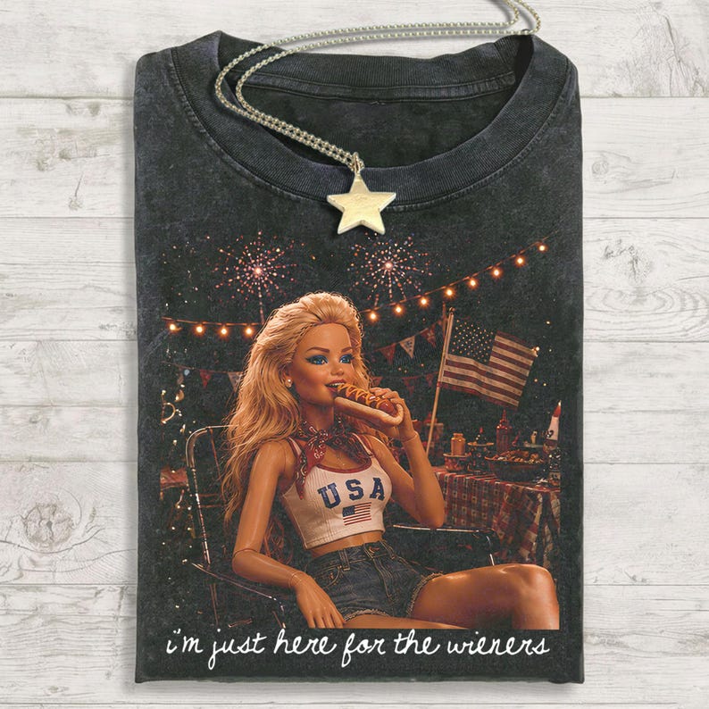 Retro Doll 4th of July Graphic T-Shirt