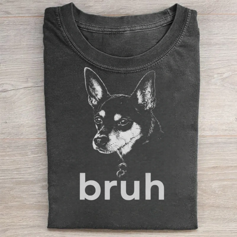 "Bruh" Face Dog Graphic T-Shirt