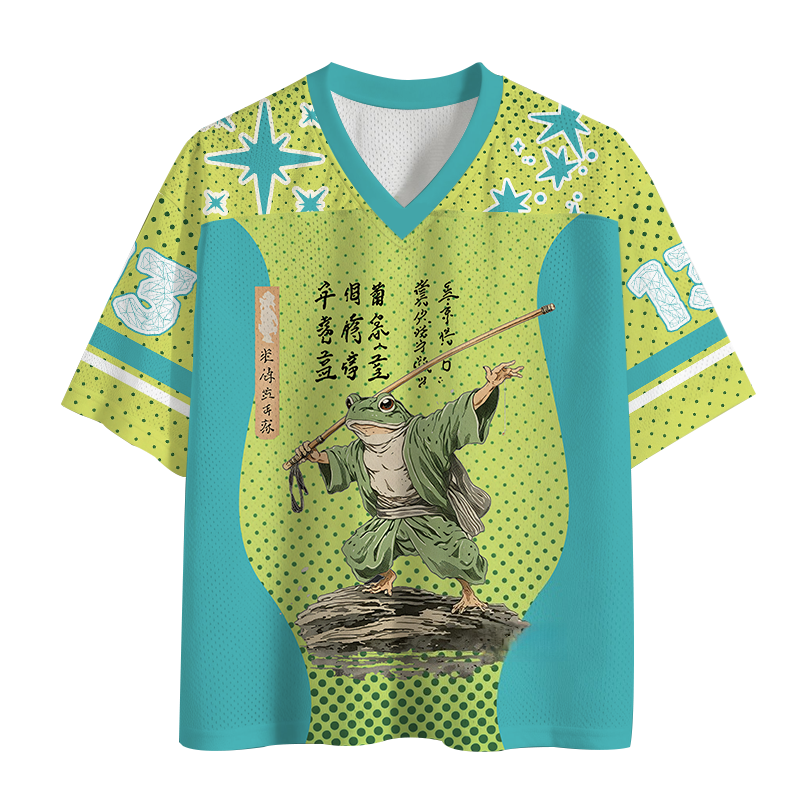 Frog Samurai Japanese Art Vintage Mesh Jersey