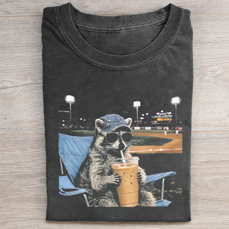 Funny Raccoon Baseball T-shirt-Vance