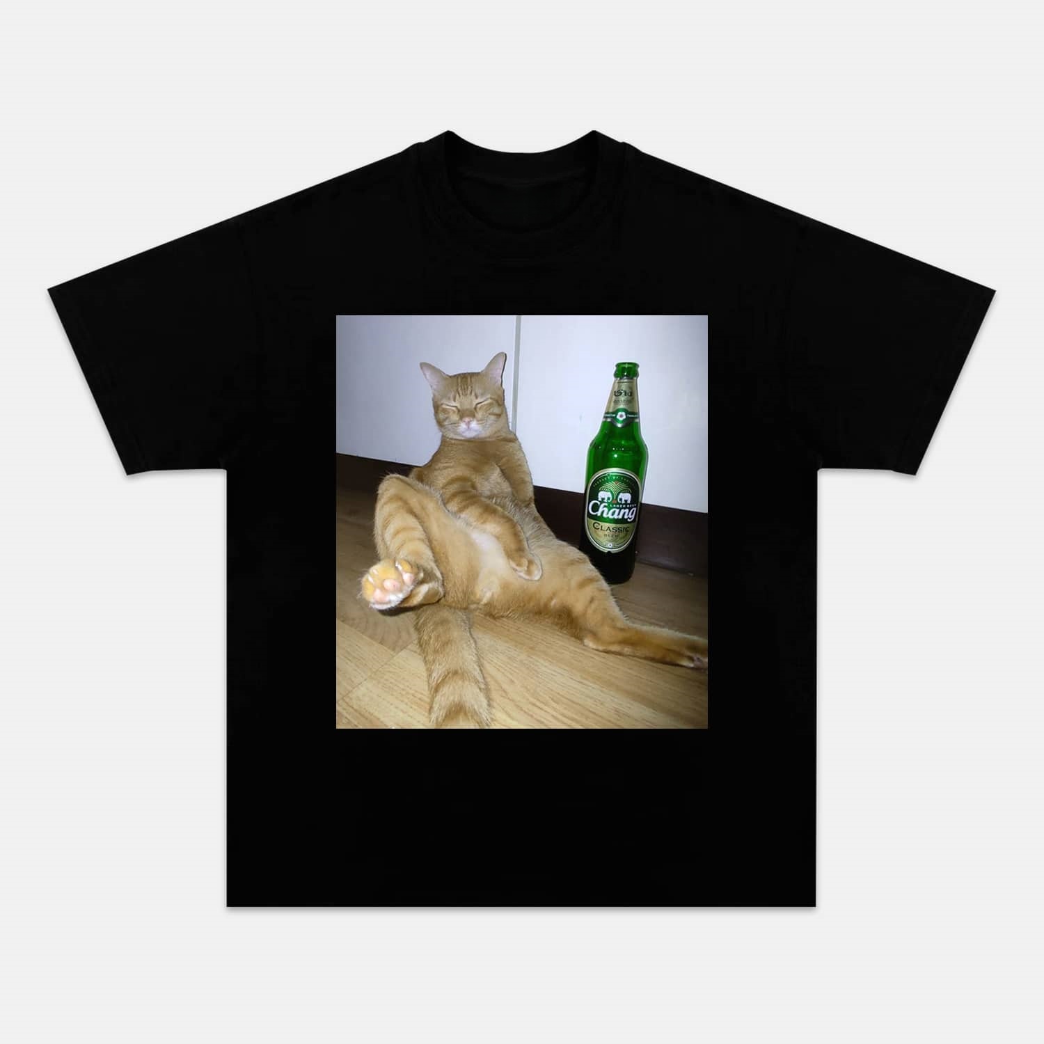 Wacky Drunk Cat with Empty Bottles T-shirt