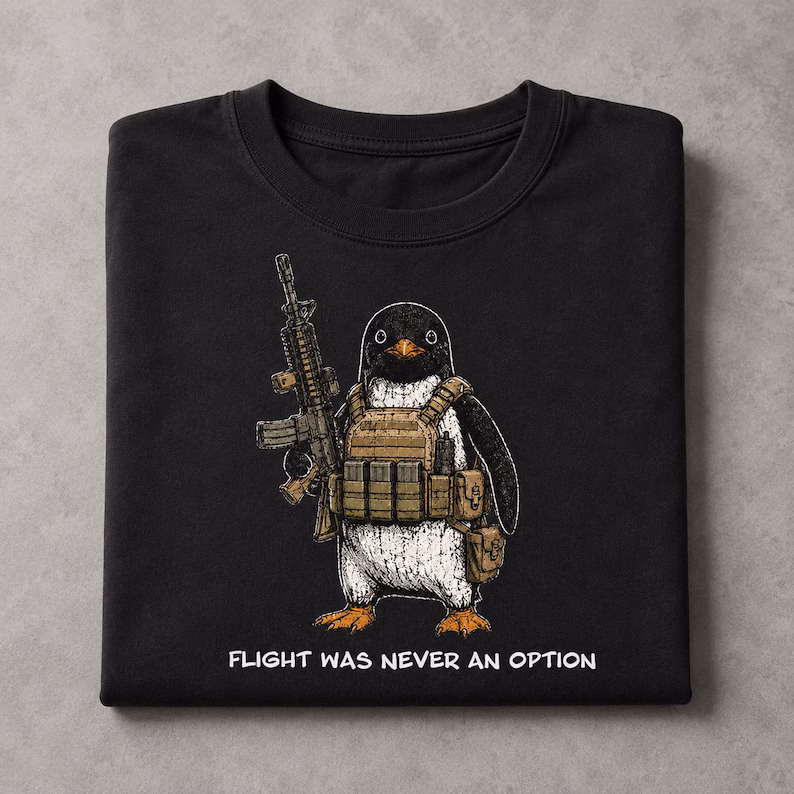 Armed Penguin Military Humor T-Shirt