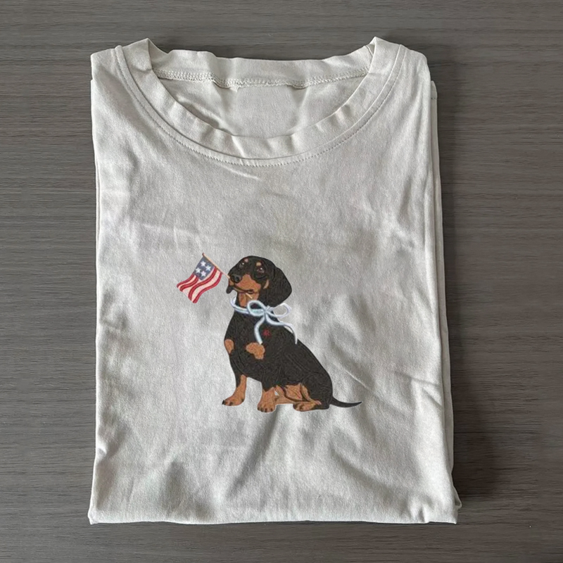 Embroidered Patriotic Dog T-shirt