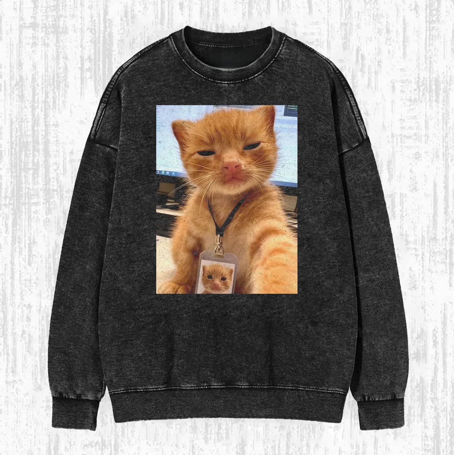 Office Cat The Cute Orange Cat with an ID Badge T-shirt