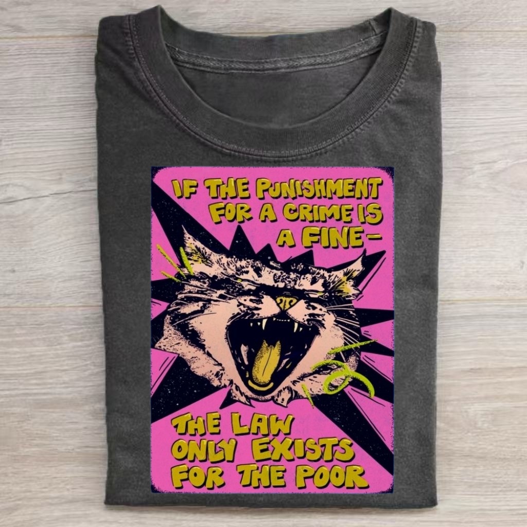 Retro Punk Screaming Cat Quote Graphic T-Shirt