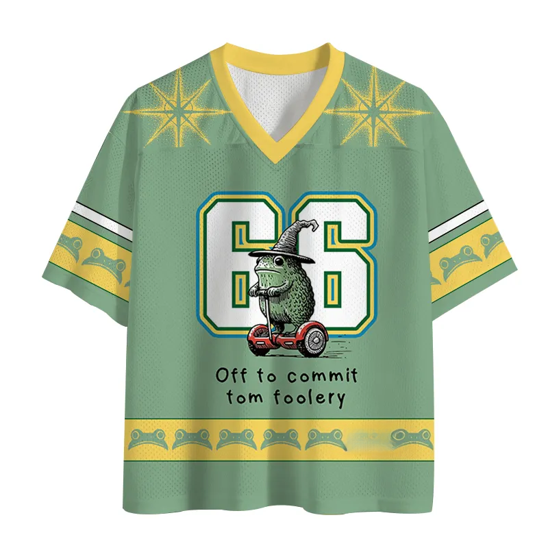 Frog Riding A Balance Scooter Mesh Jersey