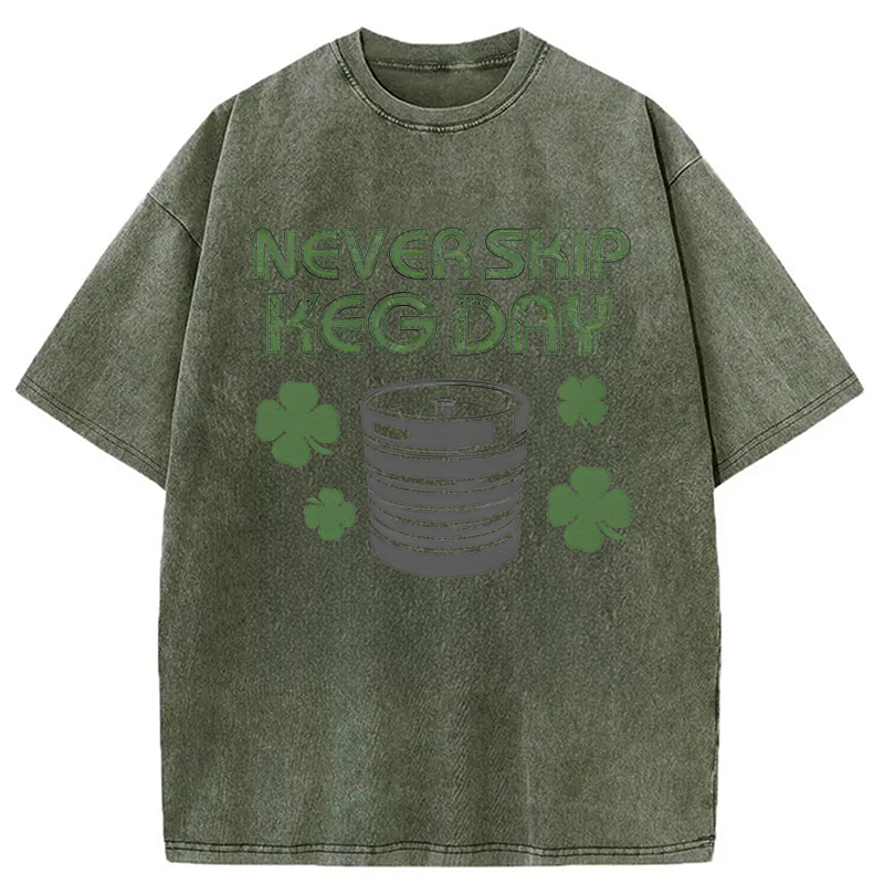 Never Skip Keg Day Washed T-Shirt-Vance