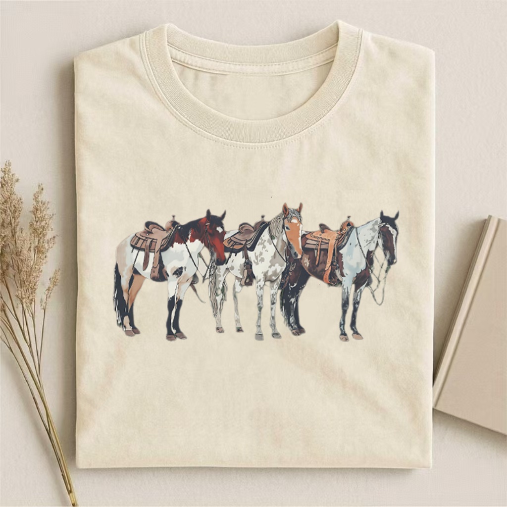 Western Horse Trio Lineup T-shirt - Vintage Washed Apparel by VanceMade