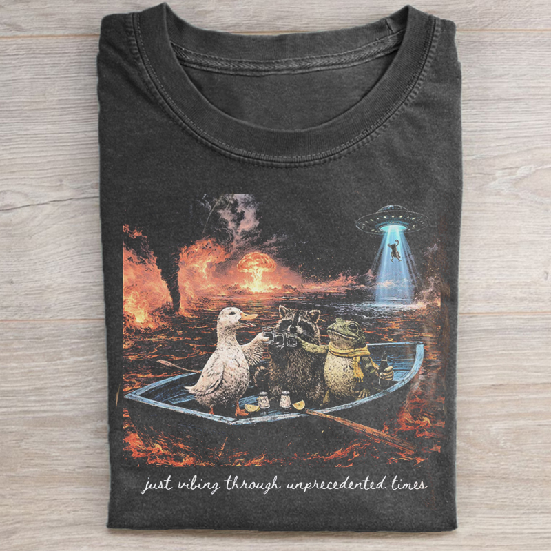 Funny "just vibing through unprecedented times T-shirt