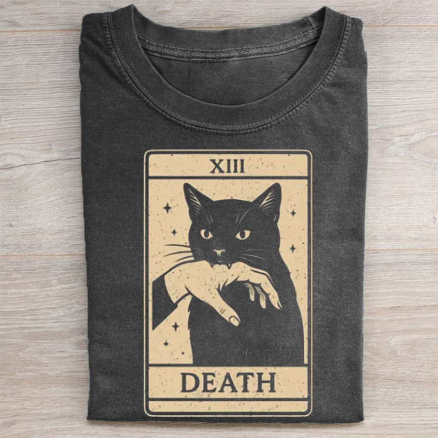 ShawnCraft® Official: Tarot Card Black Cat T-shirt - Premium Breathable Cotton Apparel