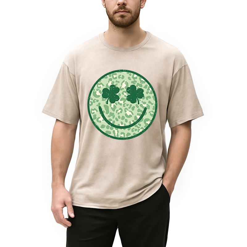 Shamrock Smile St Patrick's Day Washed T-Shirt - Vintage Washed Apparel by VanceMade