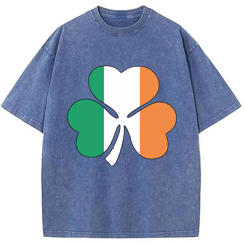 Irish Flag Shamrock Washed T-Shirt-Vance