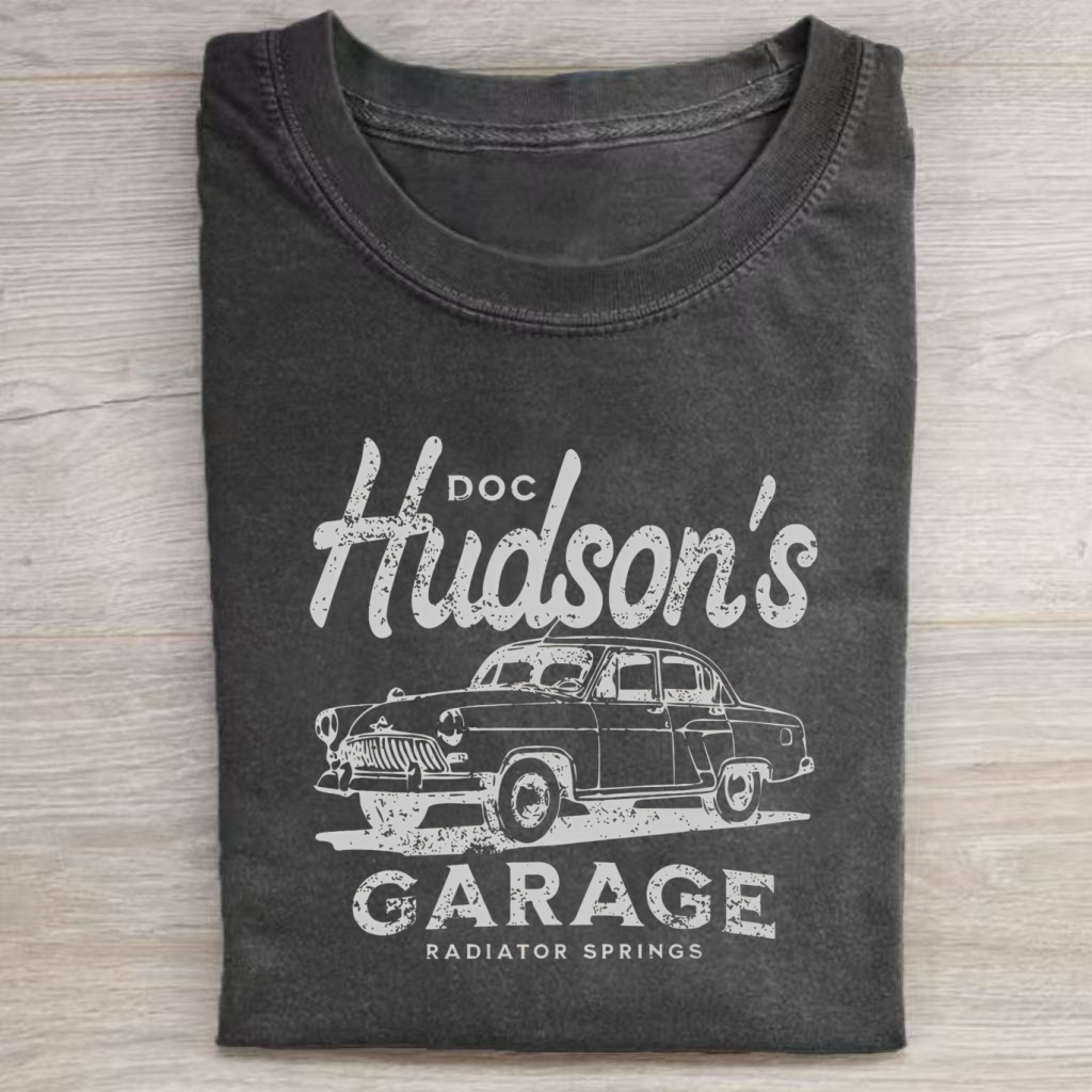 Retro Doc Hudson's Garage T-Shirt - Vintage Washed Apparel by VanceMade