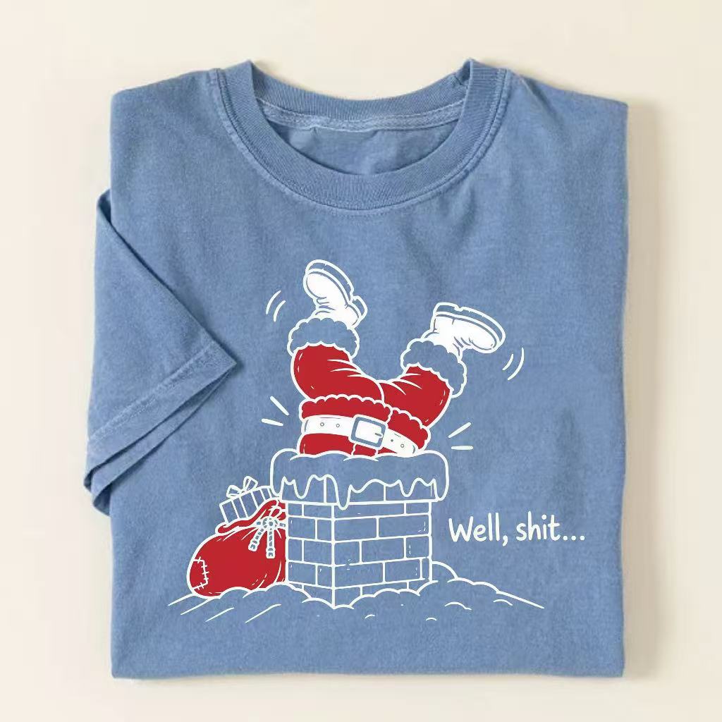 Santa Stuck In Chimney Funny Christmas T-shirt