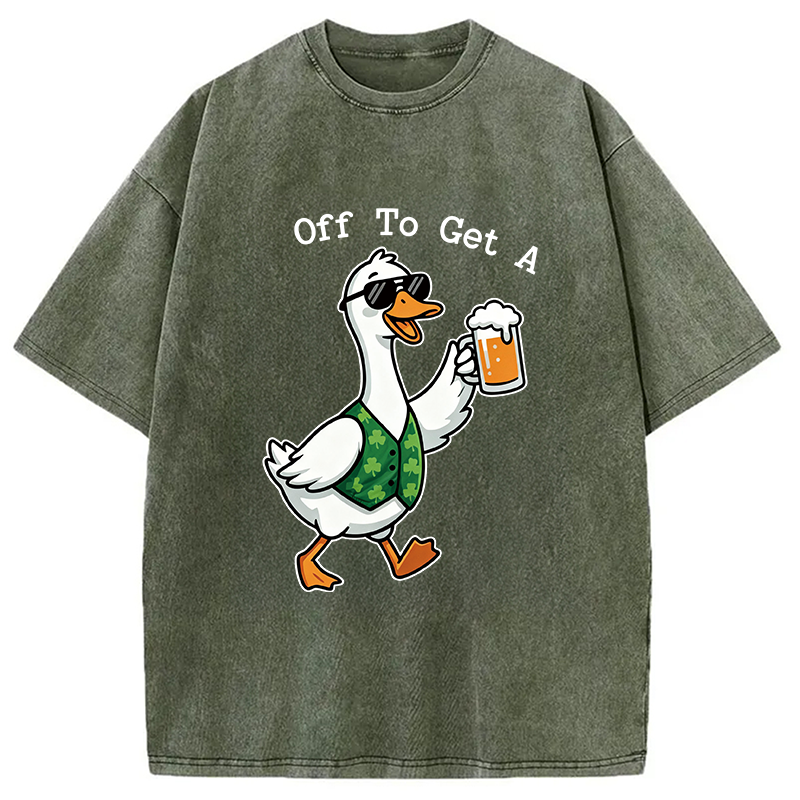 St Paddys Day Goose Washed T-Shirt - Vintage Washed Apparel by VanceMade