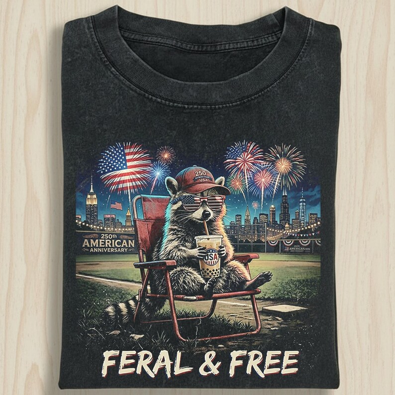 Patriotic Raccoon Graphic T-Shirt