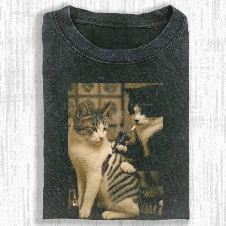 Wacky Cat Getting Tattooed T-shirt