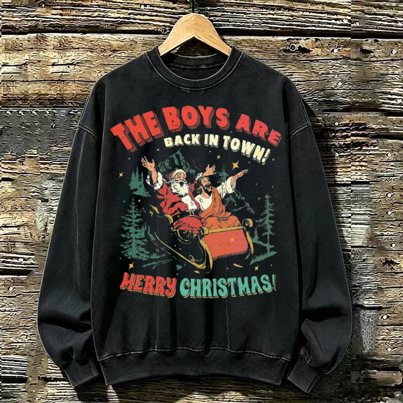 Santa And Friend Sleigh Sweatshirt