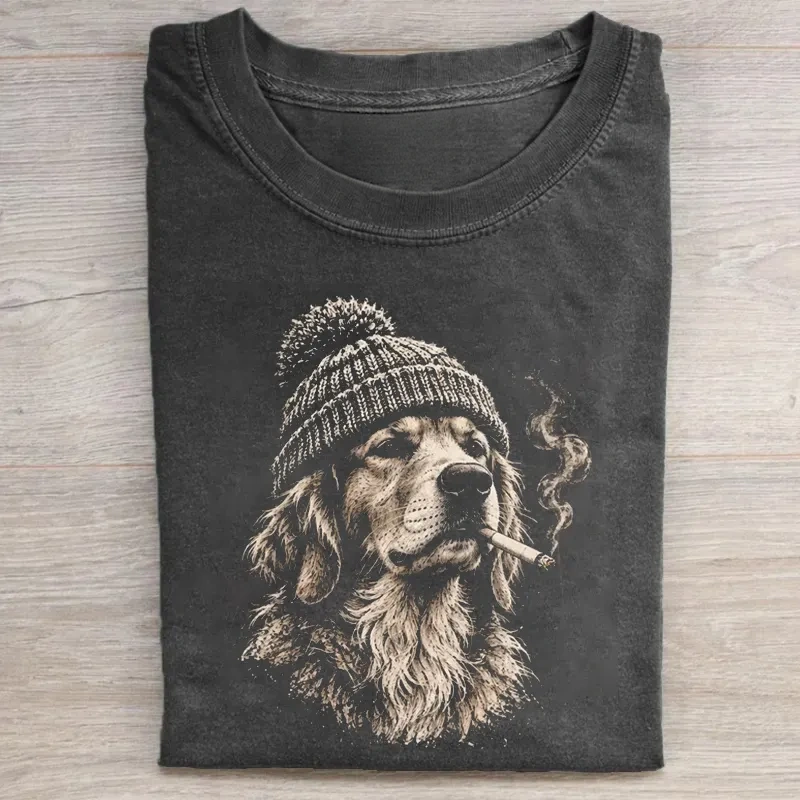 Funny Golden Retriever Smoking T-shirt