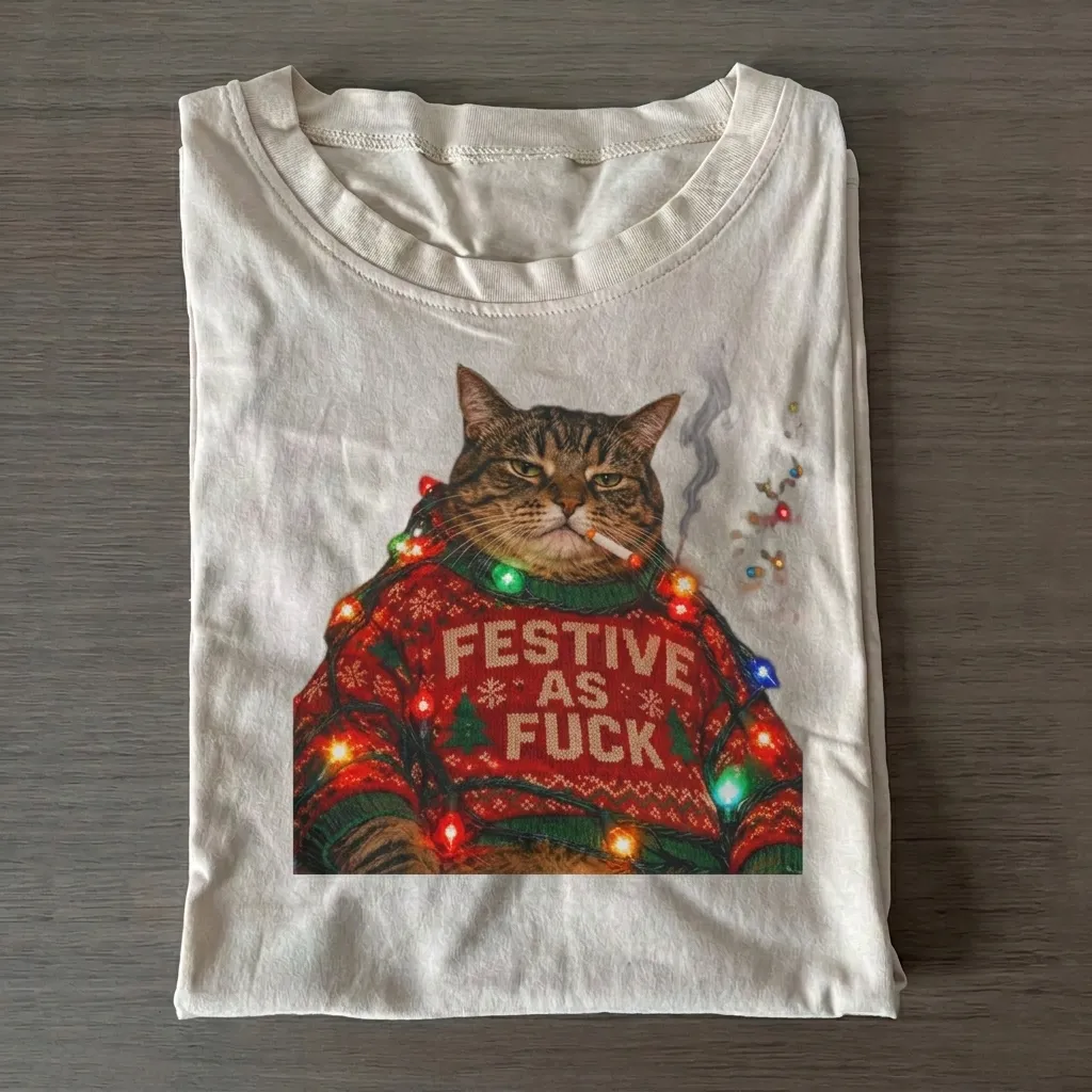 Funny Christmas Cat T-shirt