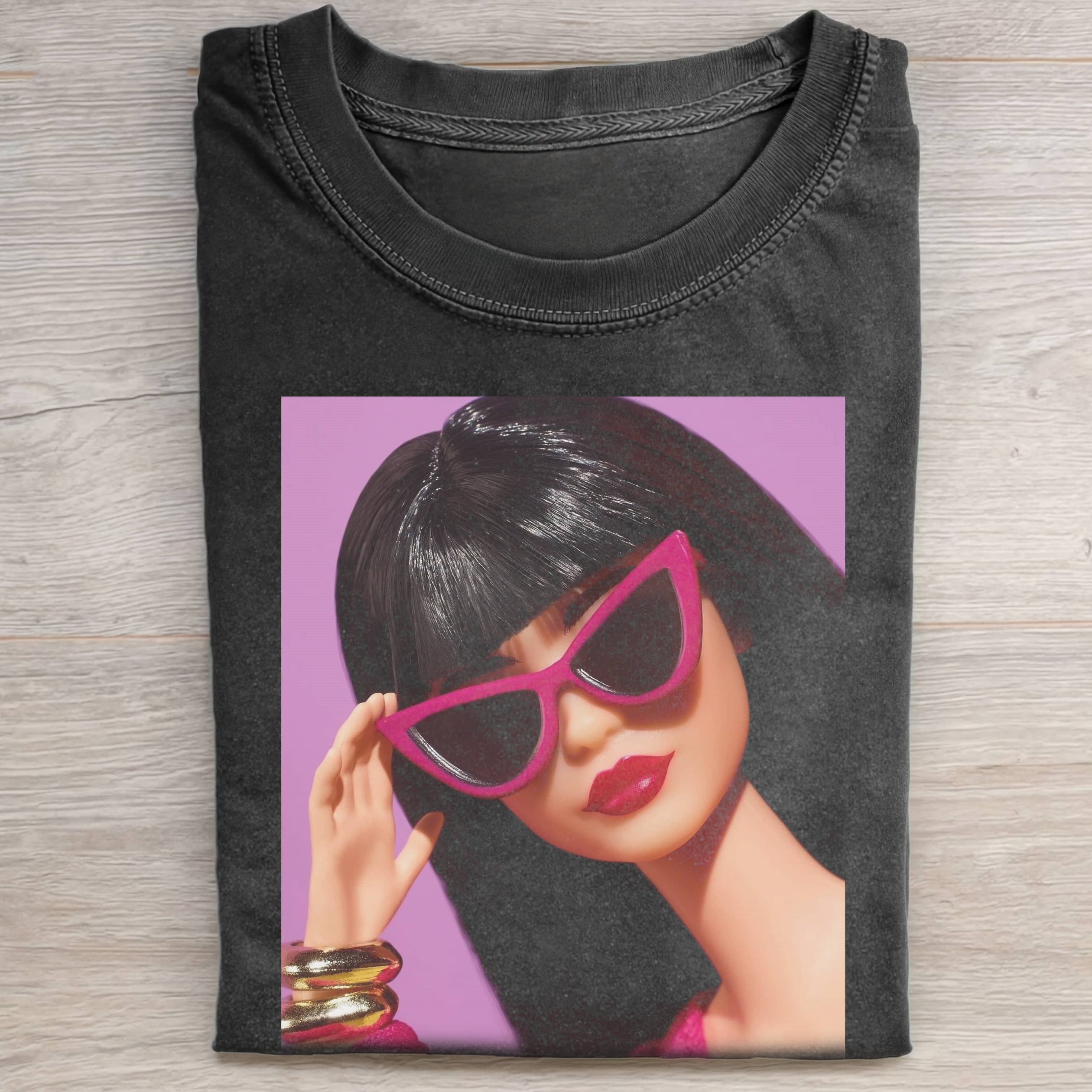 PINK SUNGLASSES Funny Doll FaceCORE MEME TEE