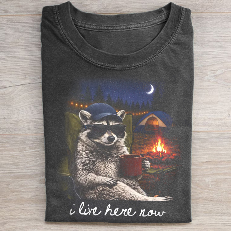 I Live Here Now Raccoon T-shirt