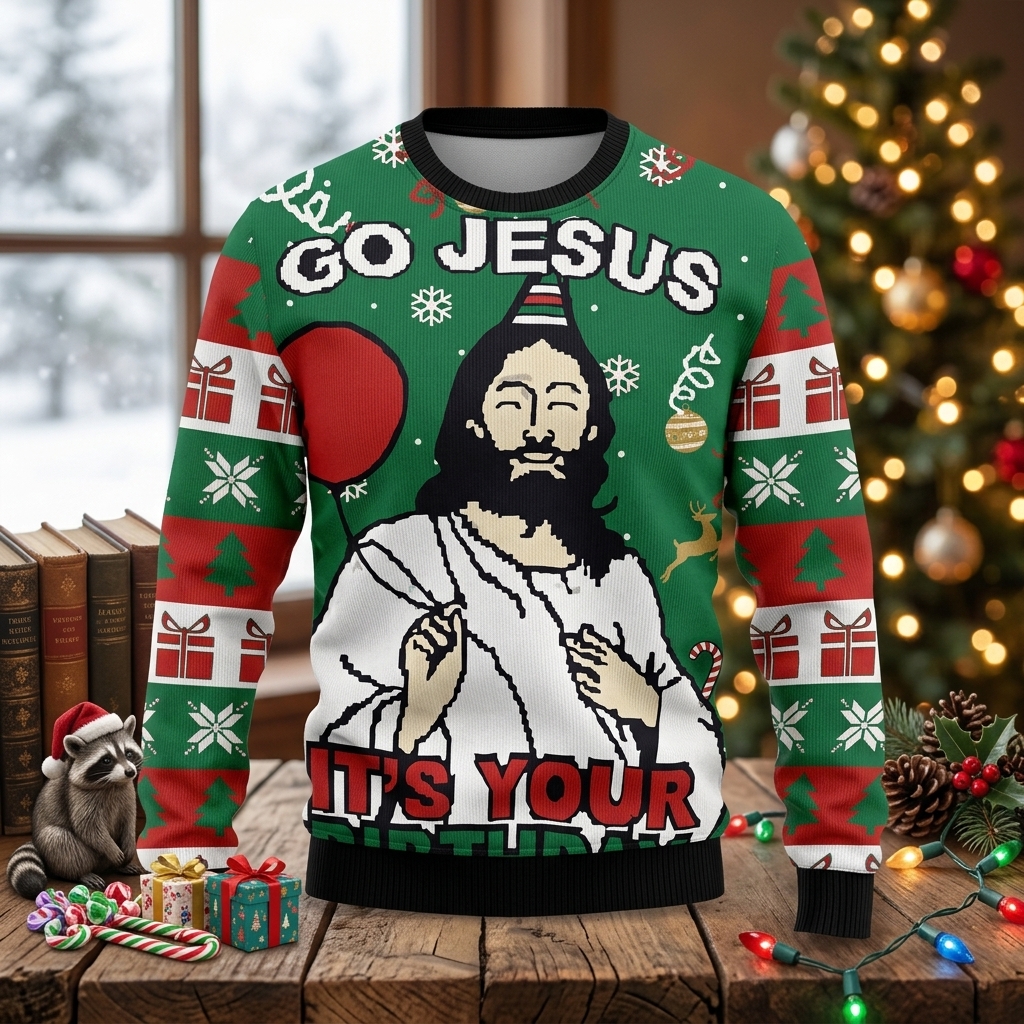 Go Jesus Birthday Christmas Ugly Sweater