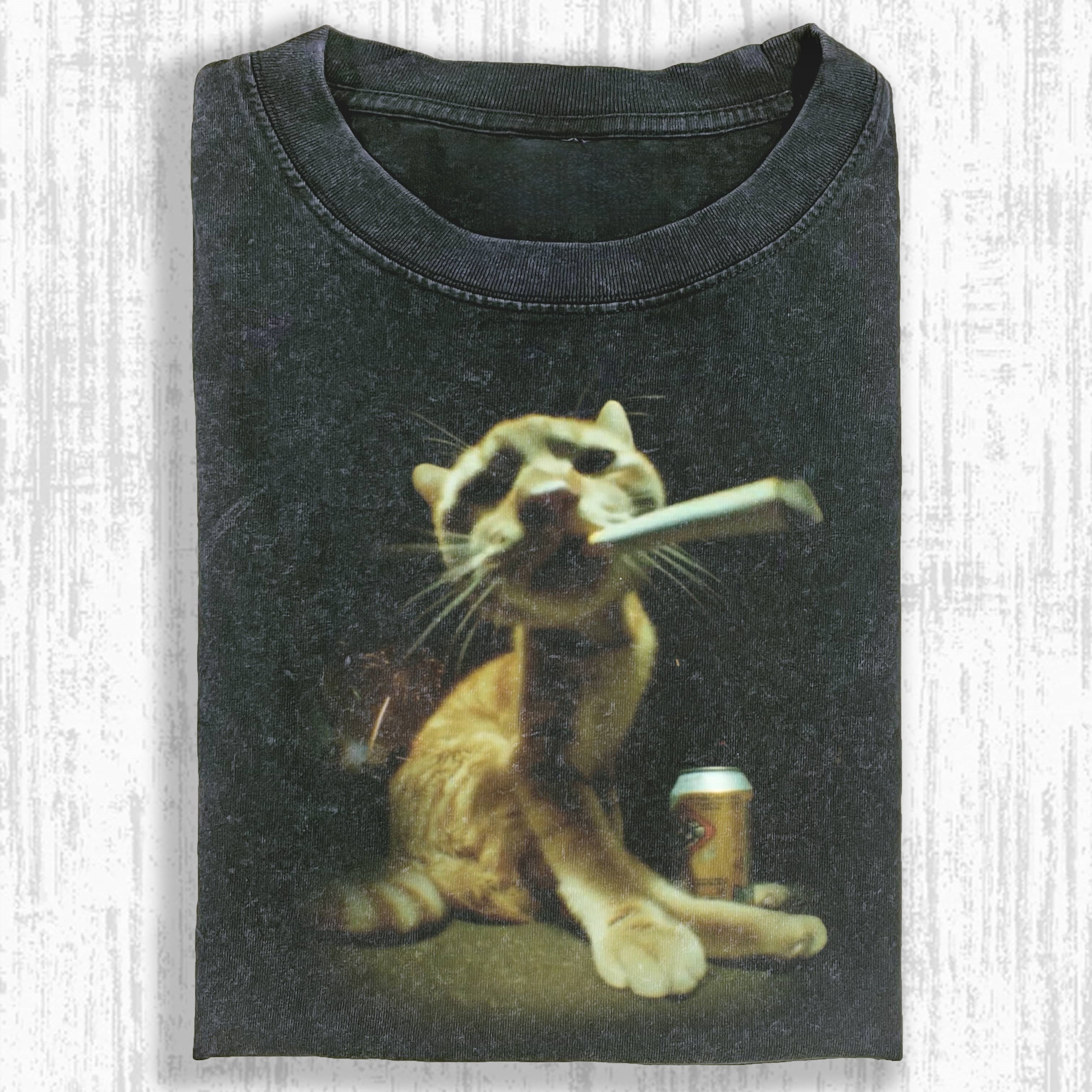 Wacky Cat Smoking a Cigar T-shirt