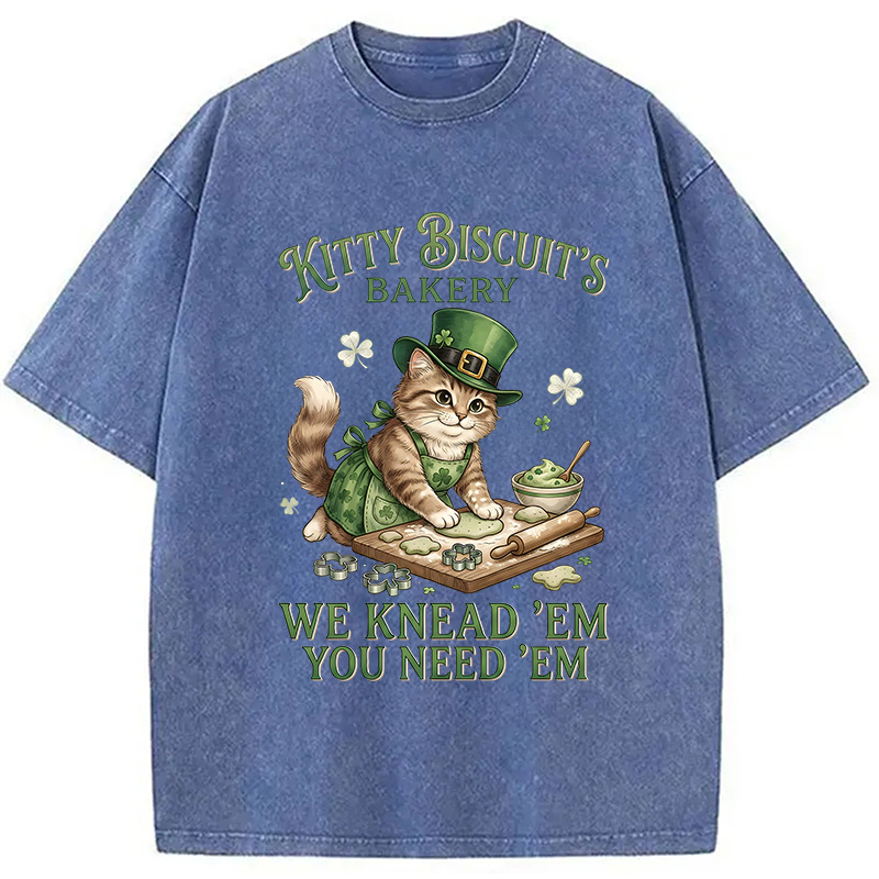 Funny Cat St Patrick's Day Washed T-Shirt-Vance