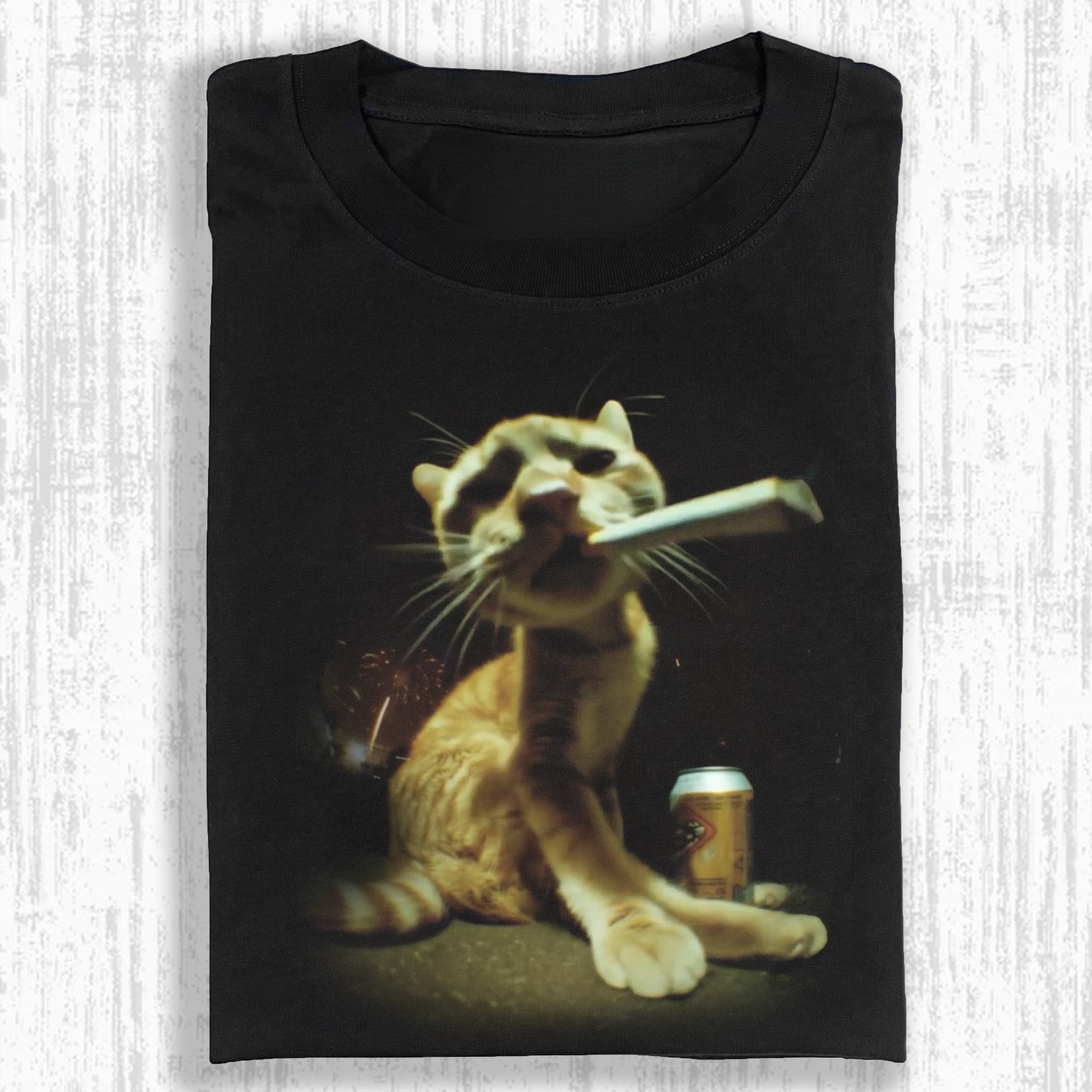 Wacky Cat Smoking a Cigar T-shirt