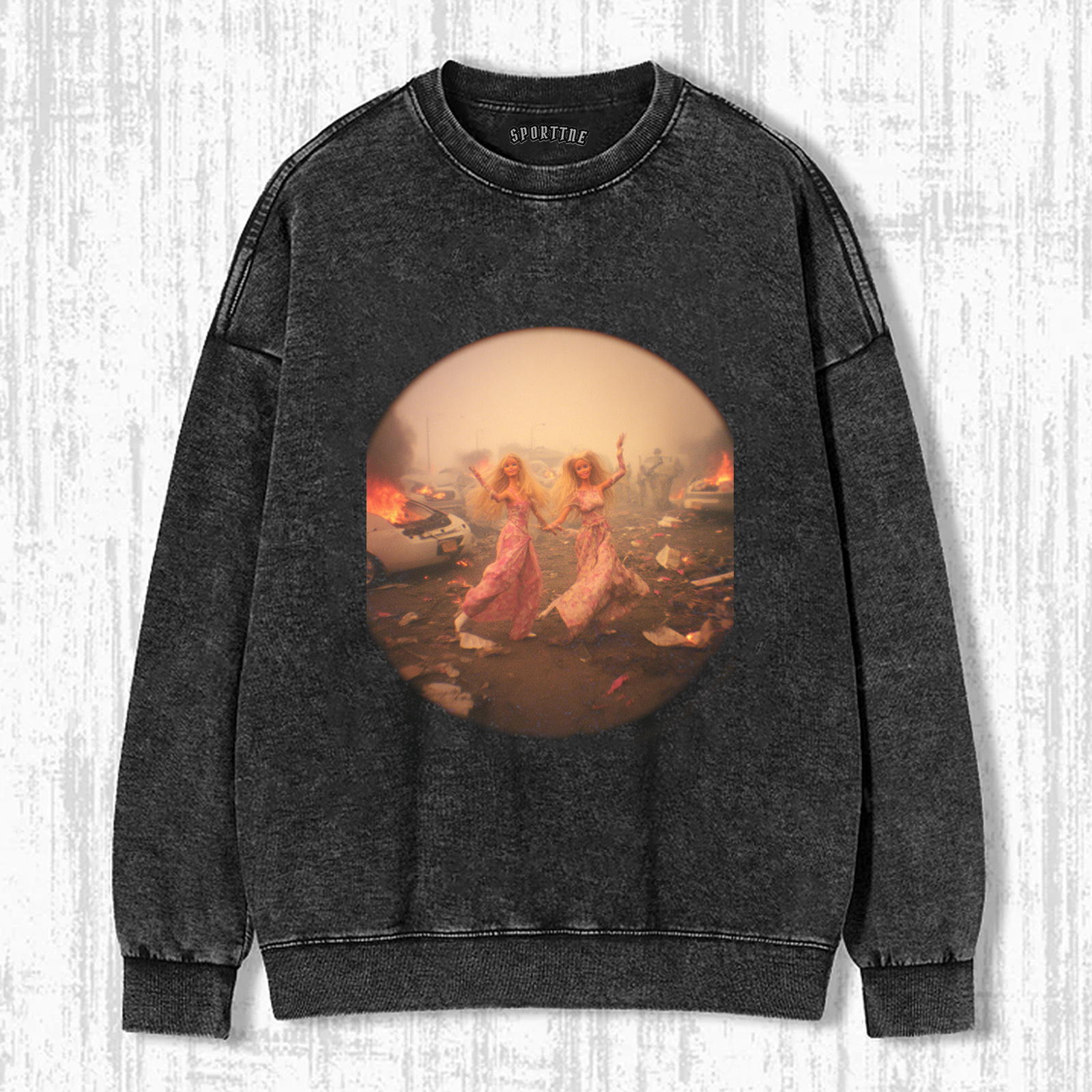 WAR TWO Funny Doll FaceS DANCING TEE - Vintage Washed Apparel by VanceMade