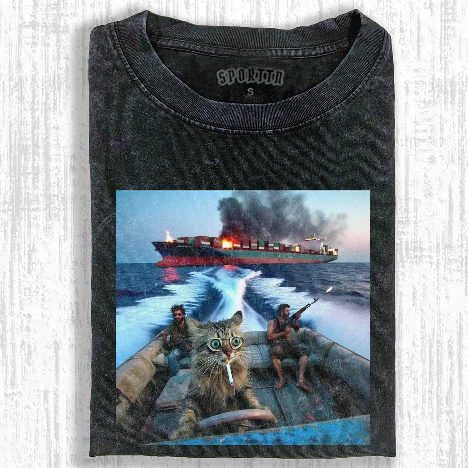 CAT MEME T-SHIRT - Vintage Washed Apparel by VanceMade