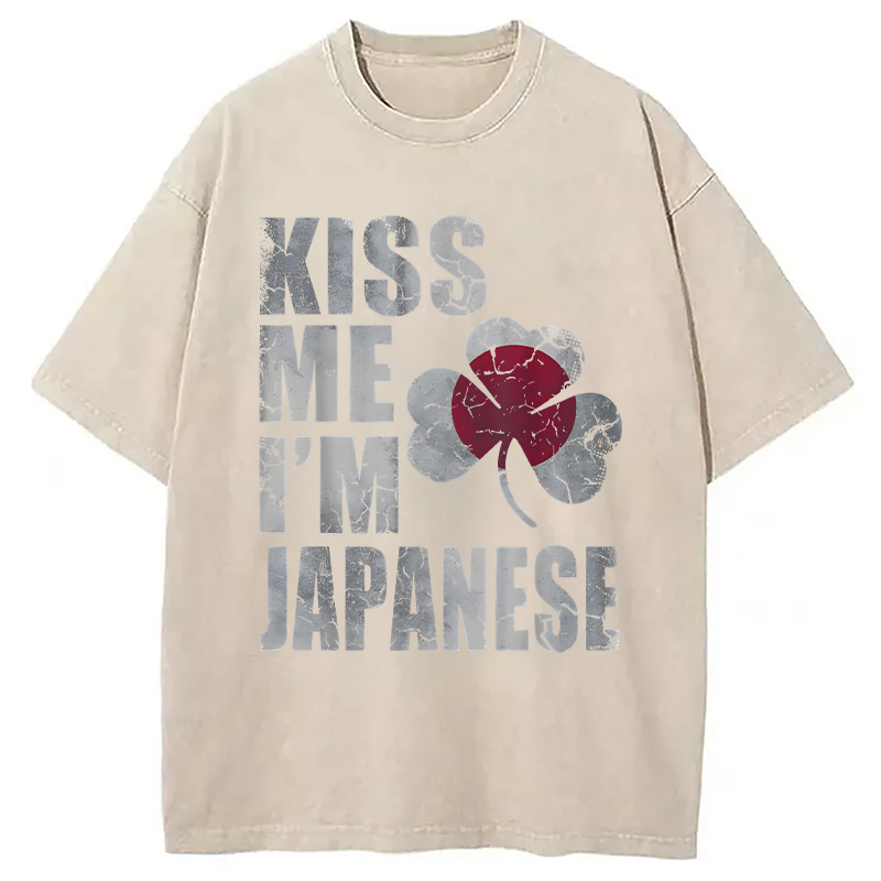 Kiss Me I'm Japanese Washed T-Shirt - Vintage Washed Apparel by VanceMade