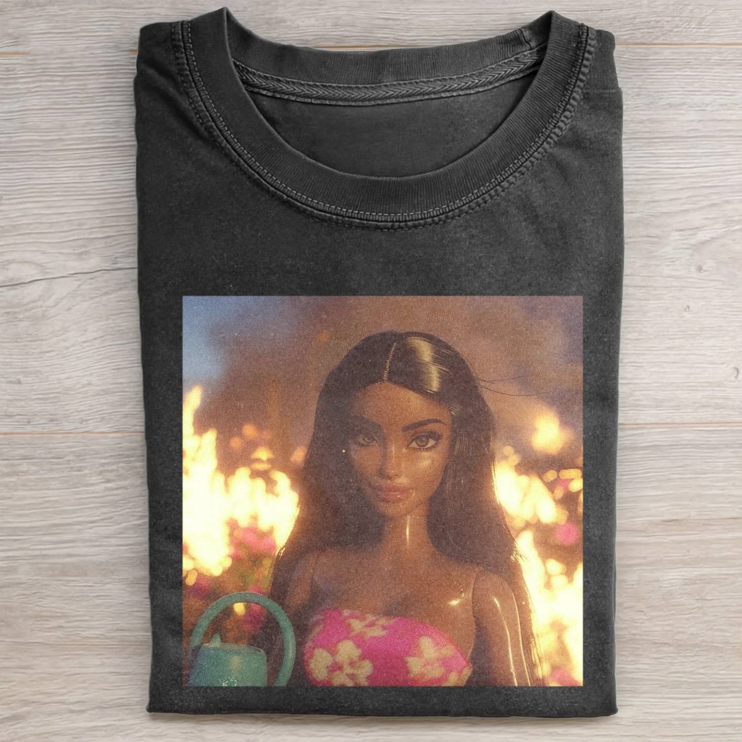 BLACK Funny Doll Face MEME MOOD ICON TEE