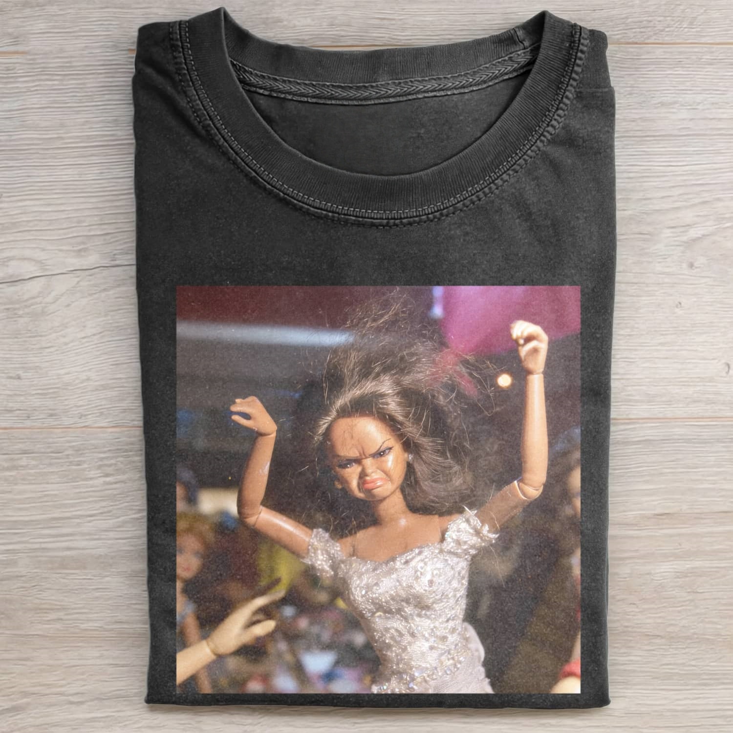 BLACK DOLL FACE PARTY DANCE POV TEE - Vintage Washed Apparel by VanceMade