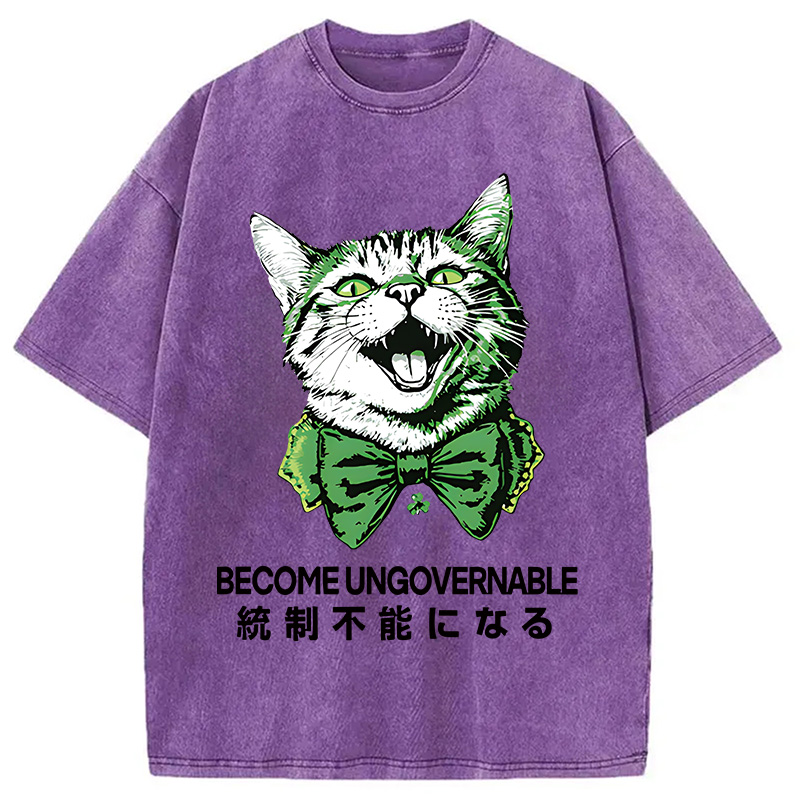St. Patrick's Day Prank Cat Washed T-Shirt - Vintage Washed Apparel by VanceMade