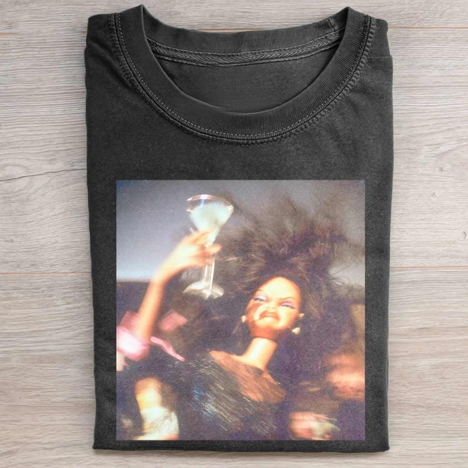 BLACK DOLL FACE DANCE TEE - Vintage Washed Apparel by VanceMade