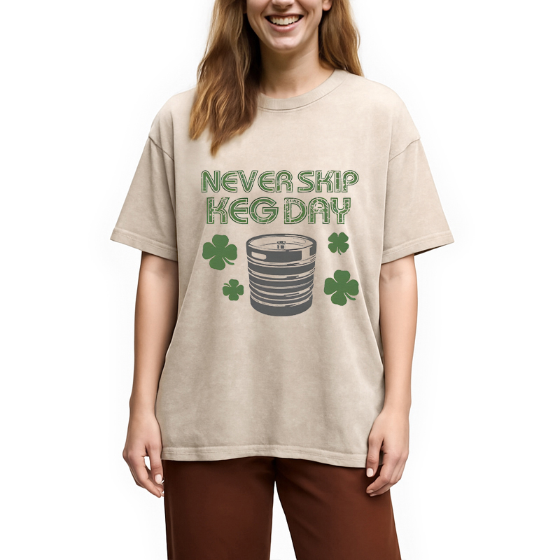 Never Skip Keg Day Washed T-Shirt-Vance