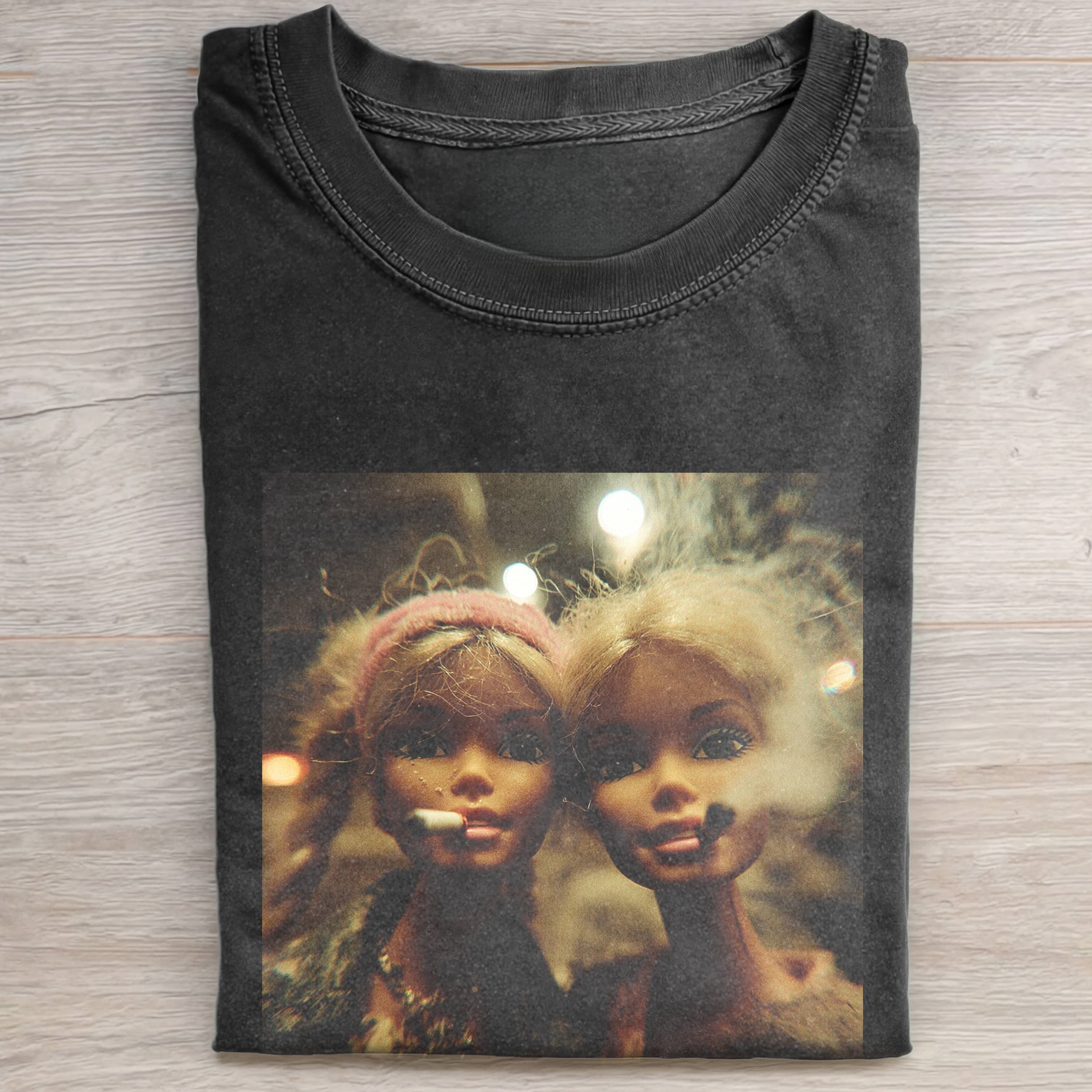 TWO SMOKING, MESSY Funny Doll FaceCORE TEE