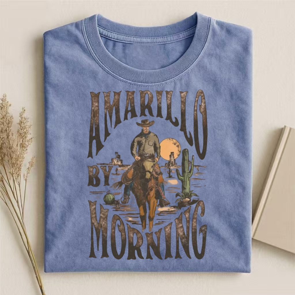"Amarillo By Morning" Western Cowboy T-shirt - Vintage Washed Apparel by VanceMade