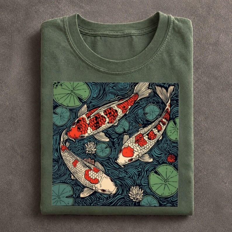 Vintage Koi Lily Pond Art Classic T-Shirt
