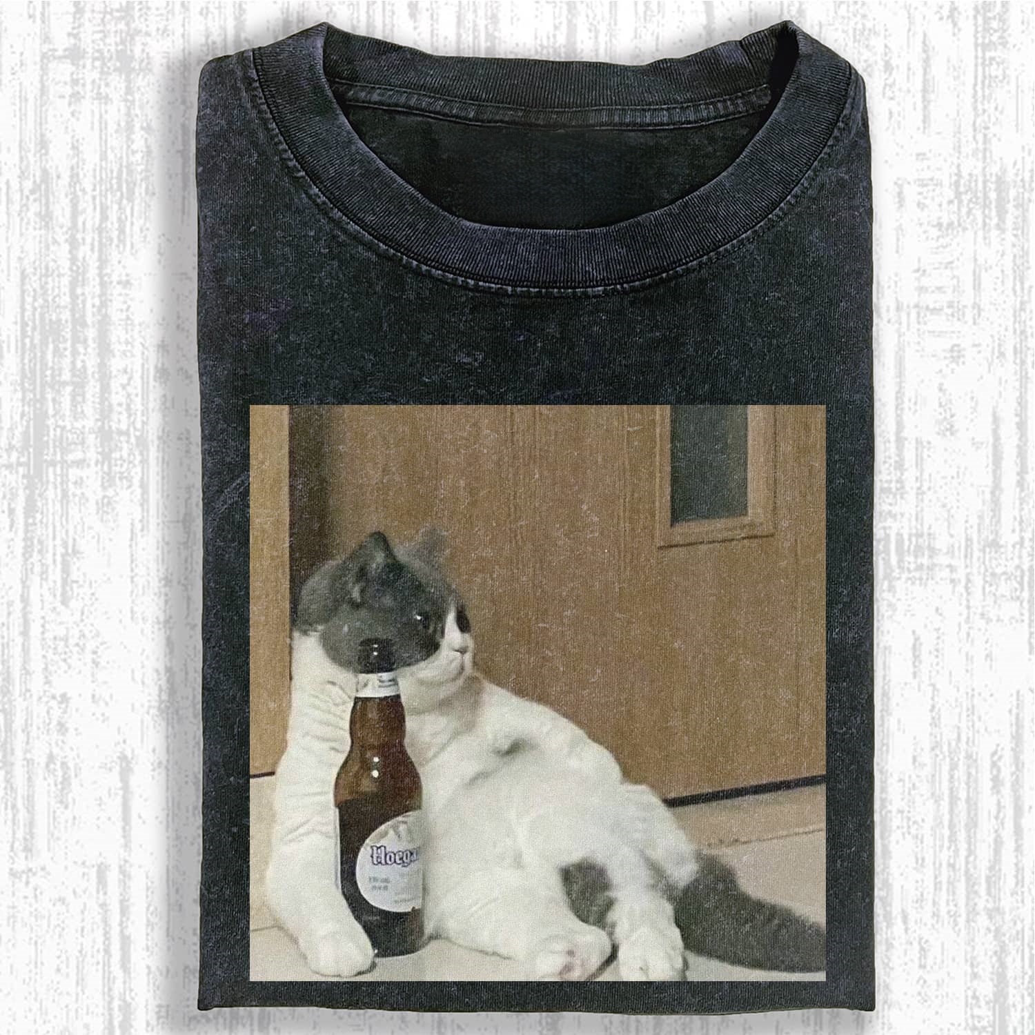 Wacky Drunk Cat with Empty Bottles T-shirt
