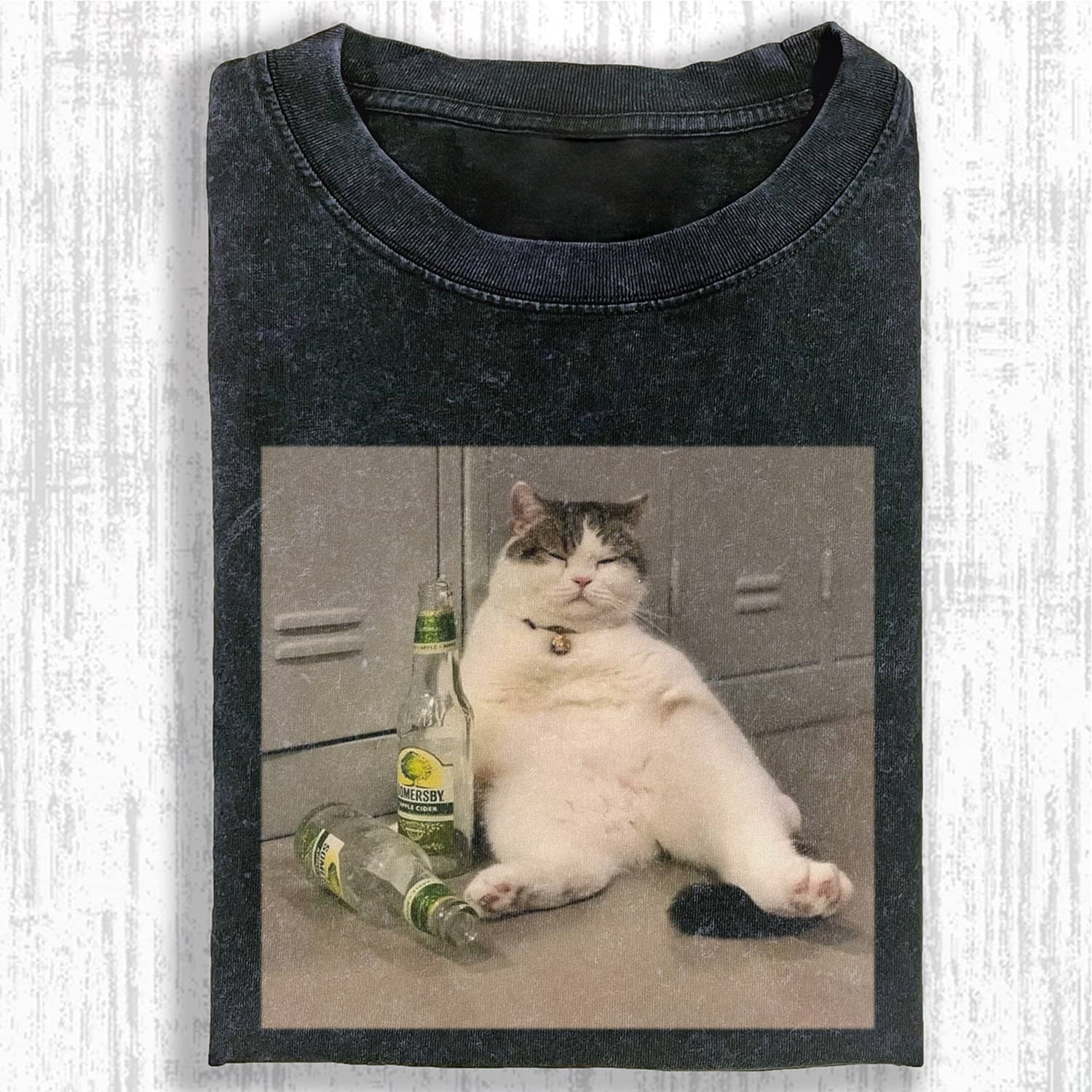 Wacky Drunk Cat with Empty Bottles T-shirt