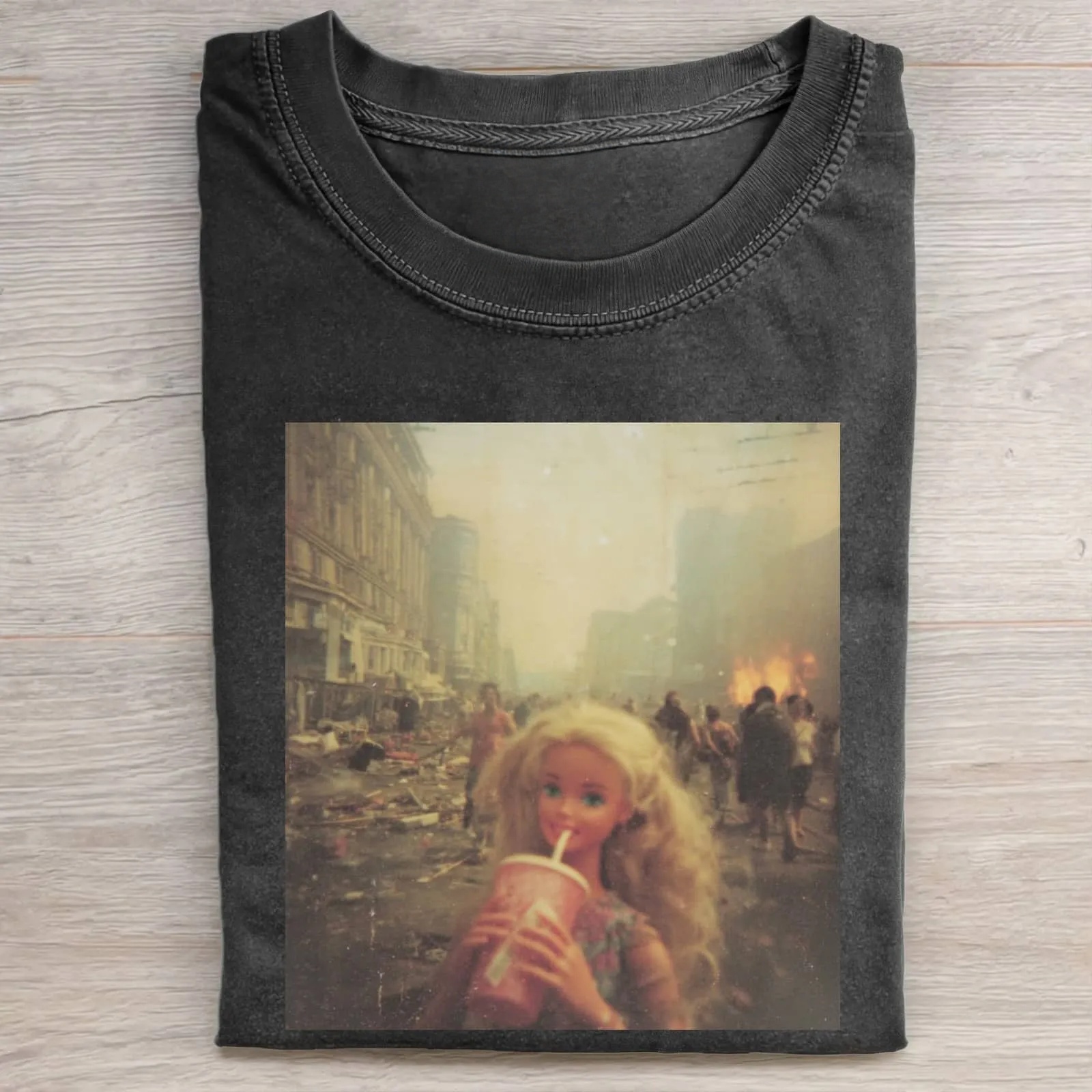 Funny Doll Face WITH A DRINK SHORT SLEEVED T-SHIRT