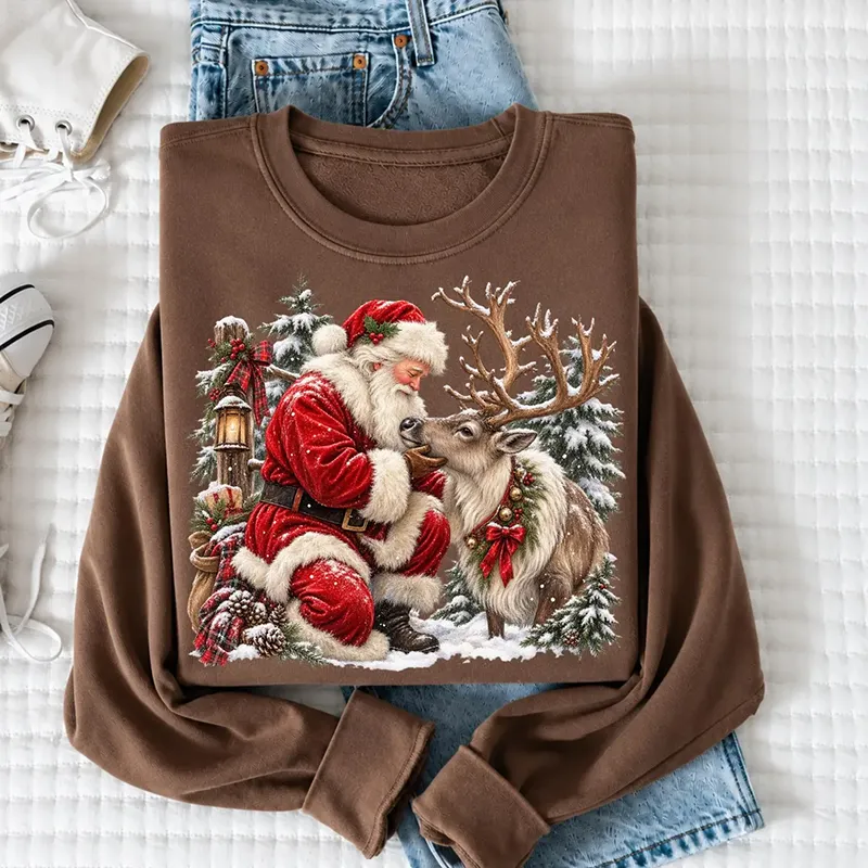 Vintage Santa Reindeer Christmas Sweatshirt
