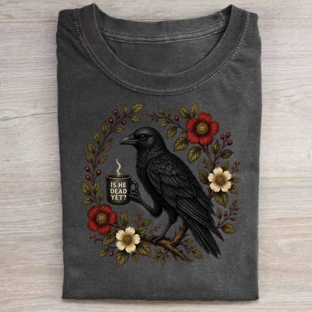 Floral Raven Coffee T‑Shirt